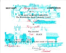 Lapworth Awards_0006 First Place awarded to Lapworth in Best Kept Village Competition 1994