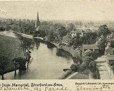 20131113_0013 Stratford Holy Trinity Church and River. Note the large mansion, now demolished, visible in front of the Church.