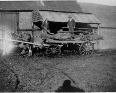 S1810 Carrying cord wood at Green Farm Rowington Green. Mr Williams and Dick Edwards