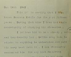 DSC00416 Character reference for Don Kettle in 1943 from the Rector of Lapworth, Rev J Moore