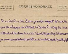 140718_0039 Postcard from Cpl Downton from a Turkish PoW camp reporting the death of Ozzie Smith